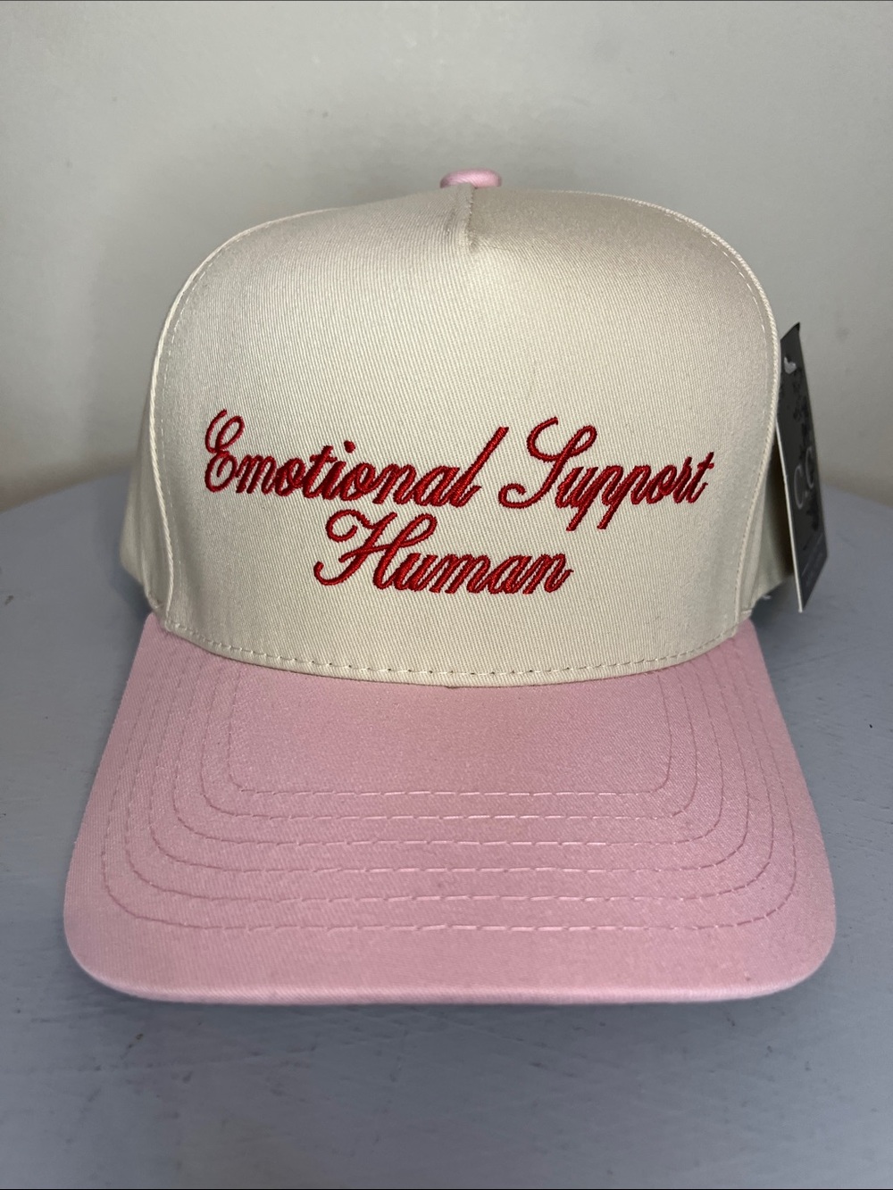 C.C "Emotional Support Human" Pink and Beige Cap NEW